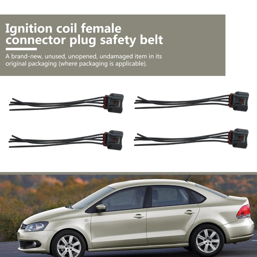 High-Quality 4x Ignition Coil Female Connector Plug Harness Replacement for 2001-2017 Toyota Sienna 3.5L - Compatible with 90919-02244, 90080-19015, 90919-02239, 90980-11885, 2AZFE, 1ZZFE - Perfect for Engine Tune-Ups & Performance Upgrades