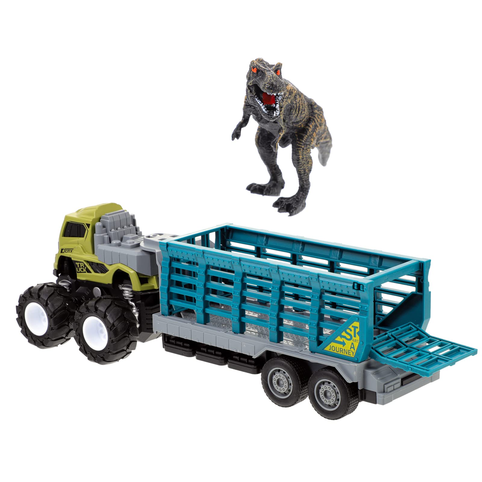 Toyvian Animal Model Inertial Truck Toy Cars for Kids - Durable Trailer Vehicle Play Set with Animal Statues | Perfect for Boys' Pretend Play, Birthday Gifts & Preschool Learning Activities