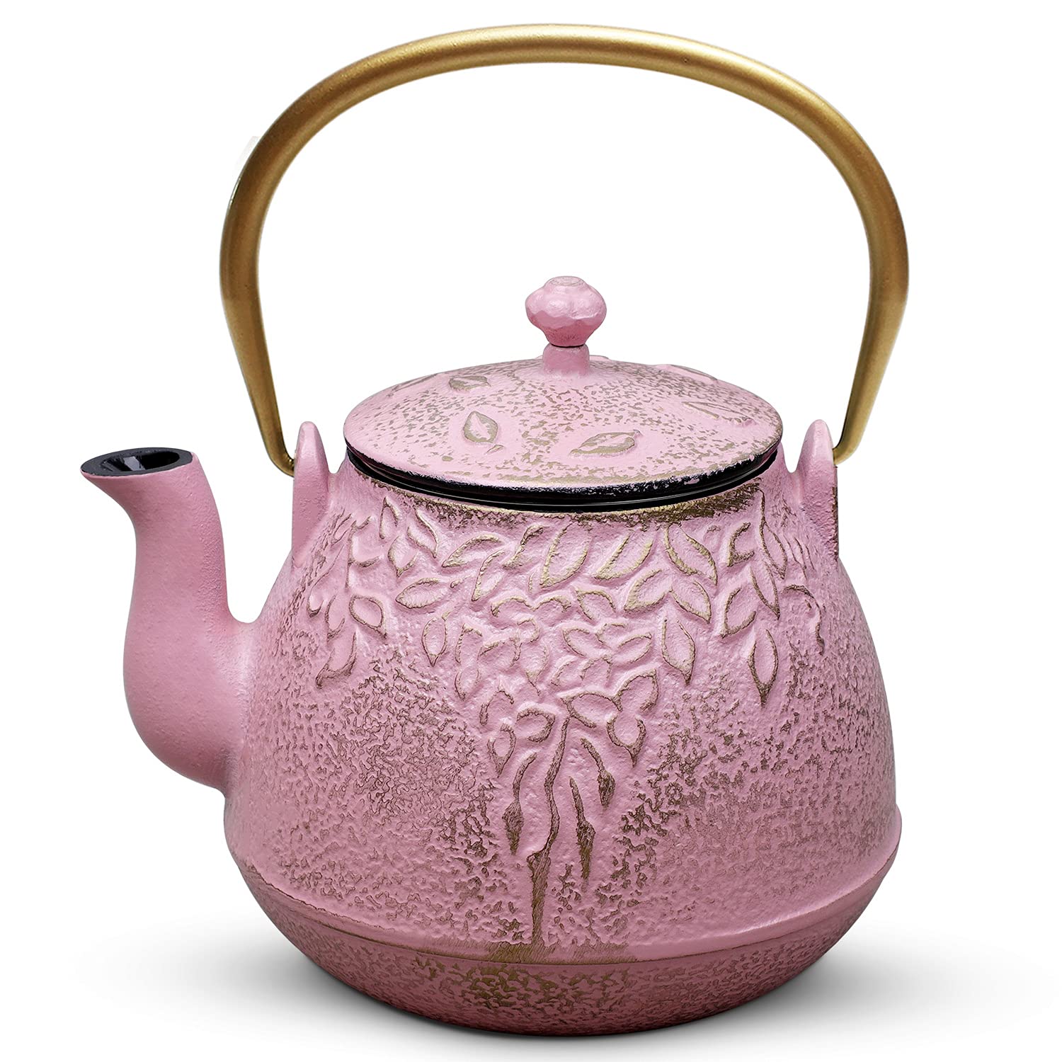 Premium Japanese Cast Iron Teapot with Infuser - 40oz (1200ml) Enamel Coated Stovetop Safe Tea Kettle for Loose Leaf & Tea Bags - Elegant Blush Pink - Perfect for Home, Office & Tea Ceremonies