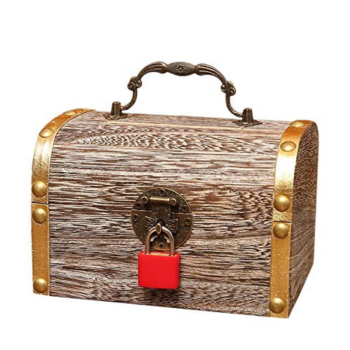 Vintage Wooden Watch Box with Money Lock - Exquisite Jewelry Storage Case & Piggy Bank Organizer with Keys (Size S) - Perfect for Watch Collectors, Jewelry Organization & Cash Saving Gifts