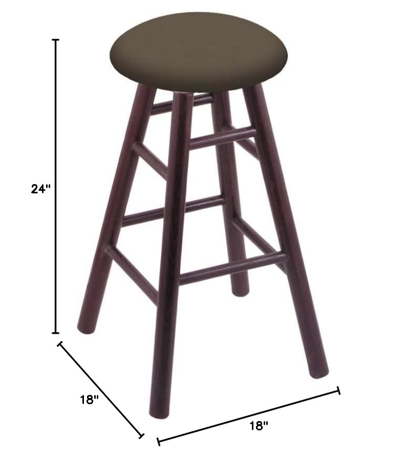Dark Cherry Oak Counter Stool with Canter Earth Seat - Rustic Bar Stools for Kitchen Island, Breakfast Nook & Home Decor