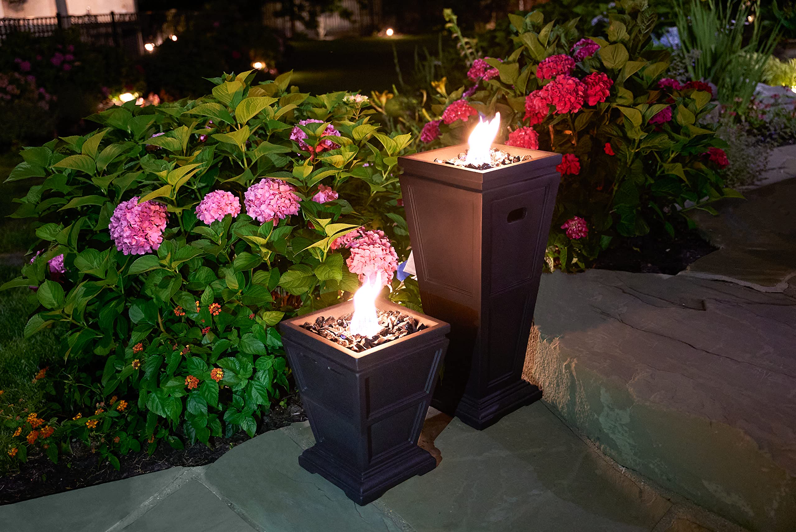 Endless Summer 28 Inch Gas Fire Pit Column - 11.8x11.8x28 Inches Outdoor Propane Fireplace for Patio, Deck, Backyard, and Poolside Gatherings