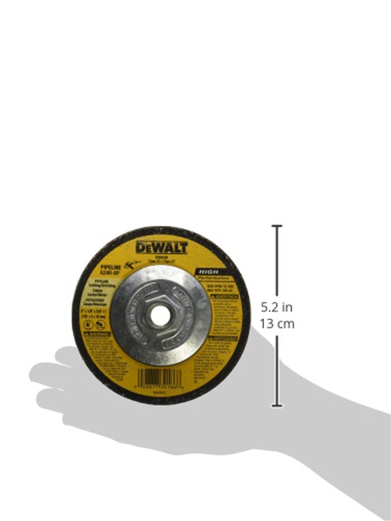 DeWalt DW8436 11 Pipeliner Cut/Grind Wheel - 5-Inch x 1/8-Inch x 5/8-Inch - Premium Abrasive Disc for Metal Cutting & Grinding - Ideal for Welding, Fabrication & Construction Projects
