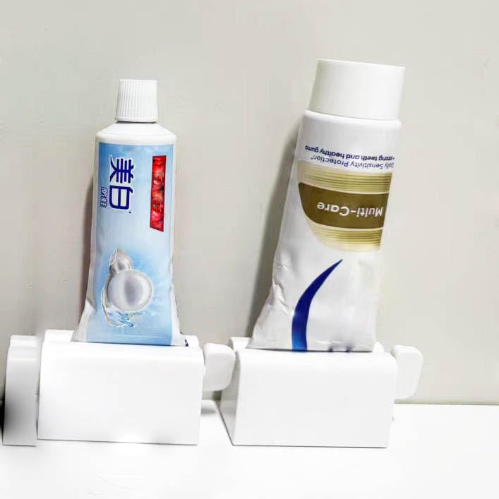 2-Pack ABS Plastic Toothpaste Tube Roller & Squeezer - Eco-Friendly Manual Toothpaste Dispenser with Stand Holder for Bathroom Organization (White) - Perfect for Travel, Camping & Home Use