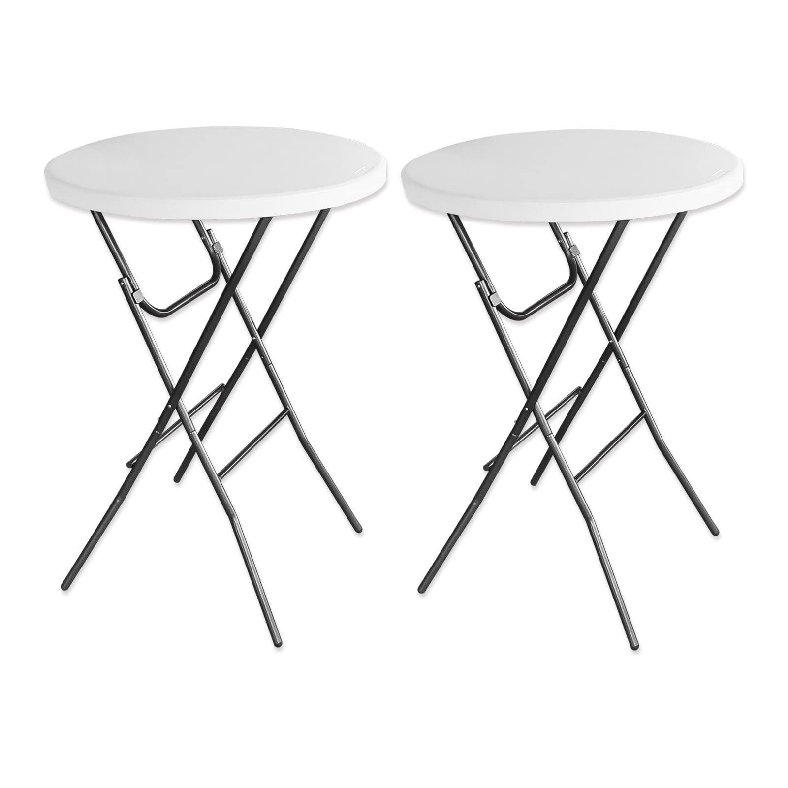 32in Round Granite White Folding Cocktail Table 2-Pack - Portable High Top Bar Table with Removable Legs for Indoor & Outdoor Use - Perfect for Parties, Weddings, Events, Dining, and Home Entertaining
