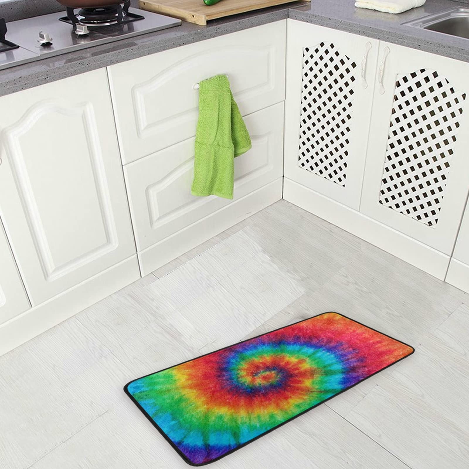 Anti-Fatigue Non-Slip Kitchen Rug - Cushioned Comfort Standing Mat, Tie Dye Design, 39x20 Inch - Perfect for Kitchens, Laundry Rooms, and Standing Desks