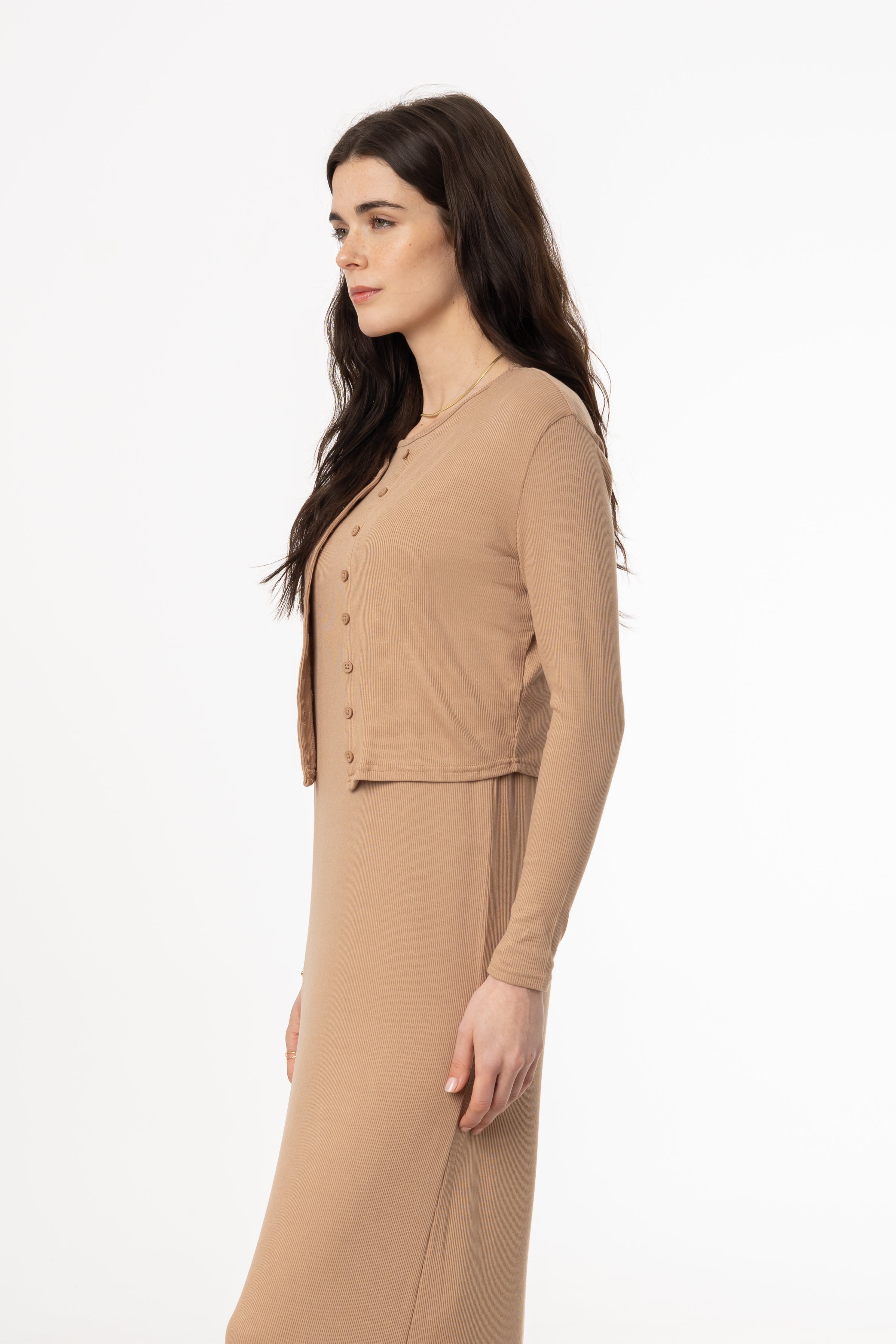 Stylish Mocha Ribbed Cardigan for Women - Cozy Knit Sweater for Fall & Winter - Perfect for Office, Date Night & Casual Outfits