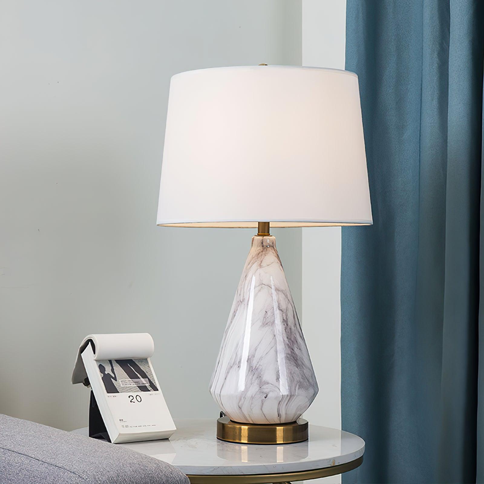 Elegant Marble Diamond Table Lamp - Modern Home & Office Decor Lighting for Bedroom, Living Room, Study Desk