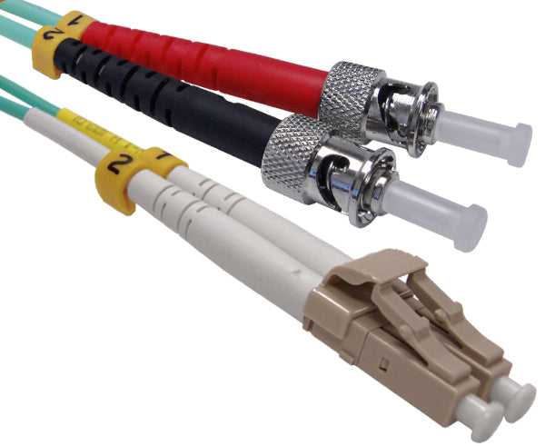 High-Speed 10G OM3 LC to ST Duplex Fiber Optic Patch Cable - 50/125 Multimode for Data Centers, Server Rooms & High-Performance Networking
