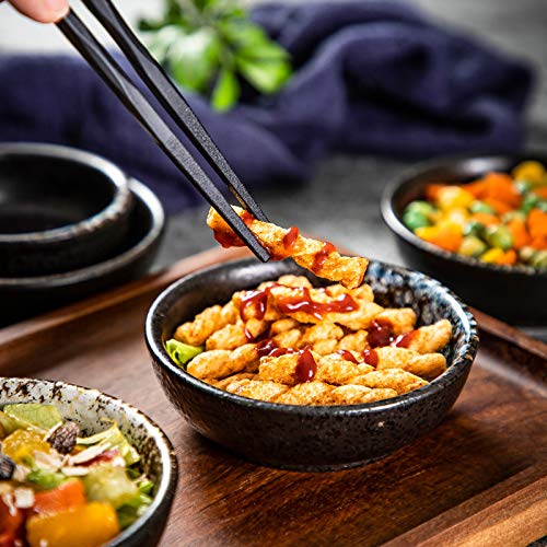 Japanese Retro Fancy Glaze Seasoning Dish Set - 4 Pack 3.7-Inch Round Soy Sauce Dishes, Wasabi Plates for Sushi, Asian Cuisine & Home Decor - Elegant Tableware for Restaurants, Kitchen & Gift Giving