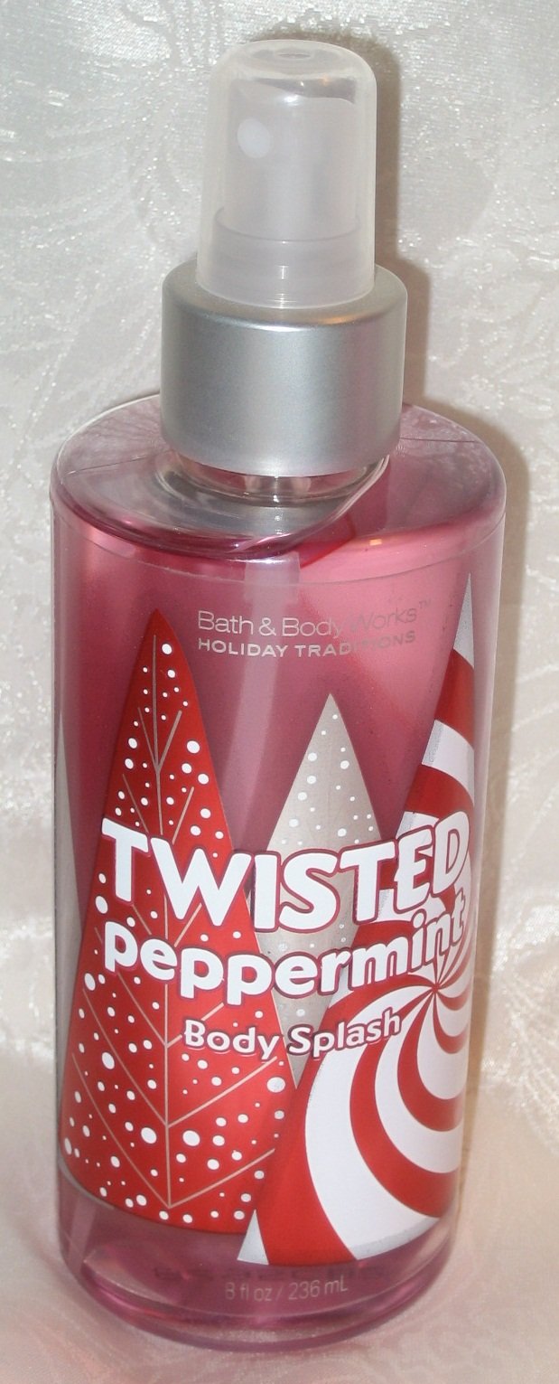 Bath & Body Works Holiday Traditions Twisted Peppermint Body Splash 8 fl oz - Refreshing Fragrance Mist for Women, Perfect for Christmas Gifts & Winter Self-Care