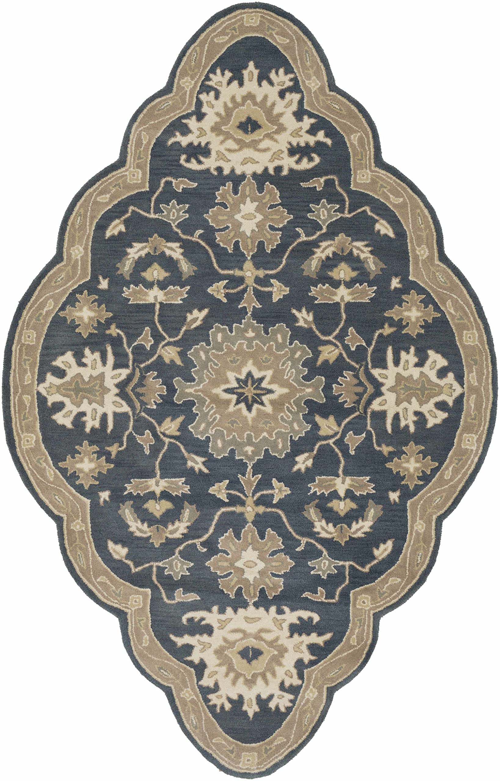 Hauteloom Hazen Wool Area Rug - Traditional Brown, Green, Beige 4' Round - Soft Living Room & Bedroom Rug - Perfect for Cozy Home Decor, Family Gatherings & Relaxing Spaces
