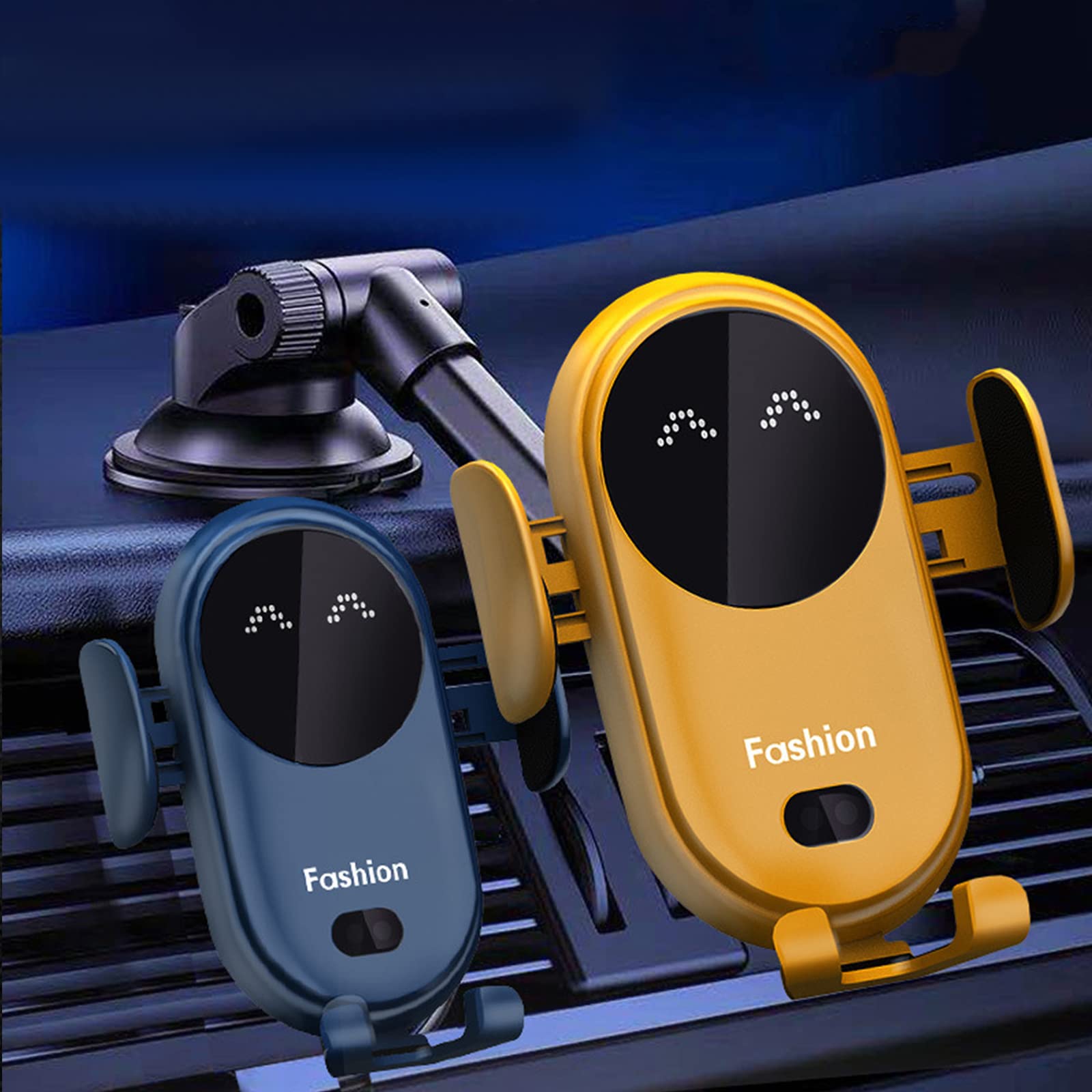 LYEAA Universal Wireless Car Charger with Suction Cup Mount - 10W Fast Charging, Infrared Sensor Auto-Clamping Phone Holder for iPhone & Android - Perfect for Commuting, Road Trips & Hands-Free Driving