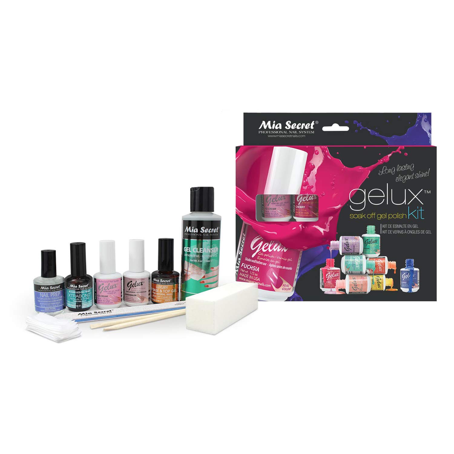 Mia Secret Professional Nail System Gelux Nail Polish Kit - Pink Amaryllis & Piel Canela Colors | Long-Lasting Gel Polish for Manicures & Pedicures | Salon-Quality DIY Nail Art at Home