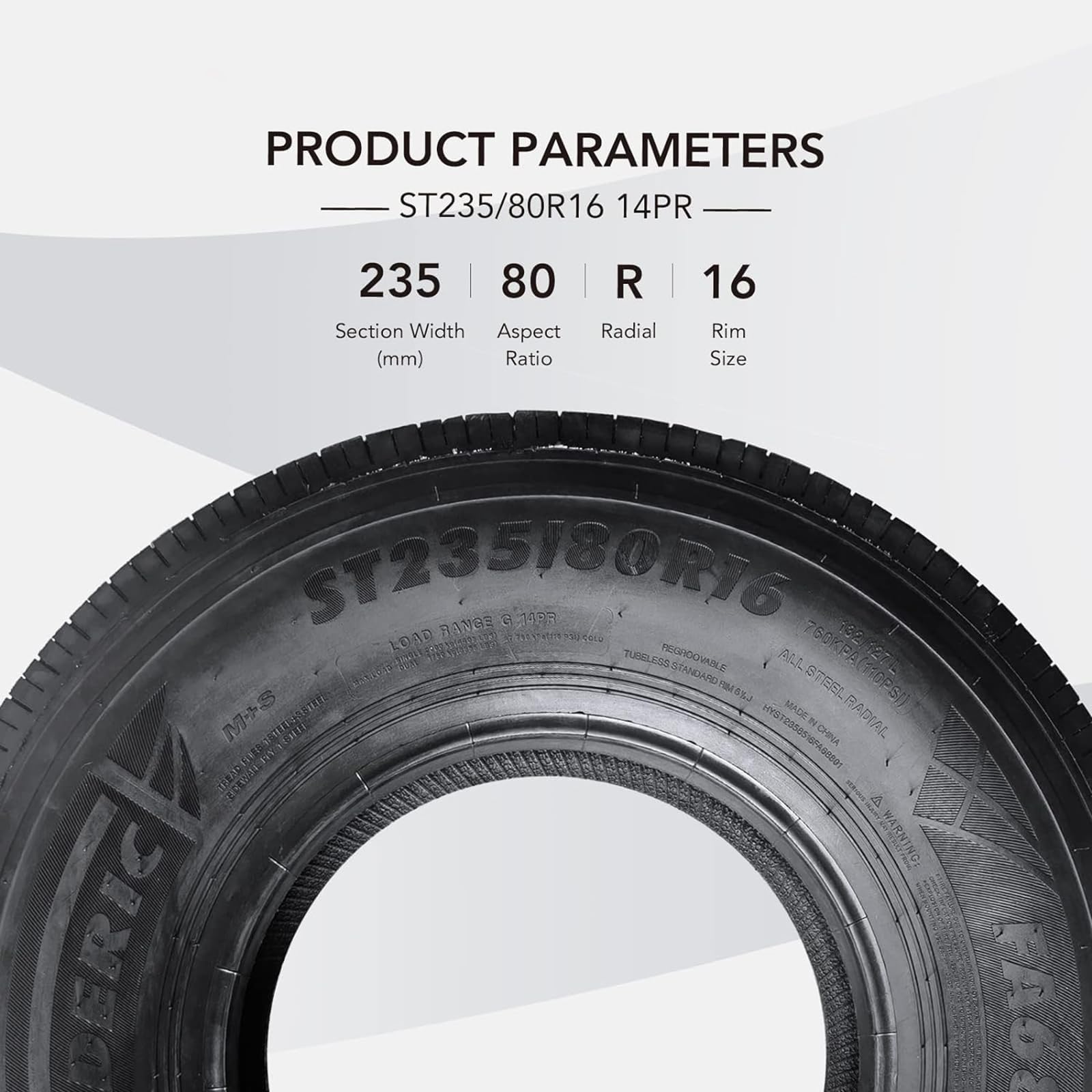 2 Pcs ST235/80R16 Heavy Duty 14 Ply Trailer Tires - Load Range G, Speed Class L - Premium RV & Camper Tires for Travel Trailers, Boat Trailers & Utility Trailers