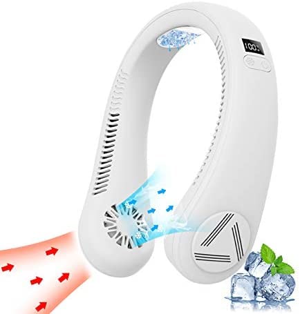 Portable Neck Fan with Rechargeable Battery - 360° Cooling Bladeless Personal Fan, Lightweight Hands-Free Design, 3 Speed Settings - Perfect for Outdoor Activities, Travel, Gym & Office Use
