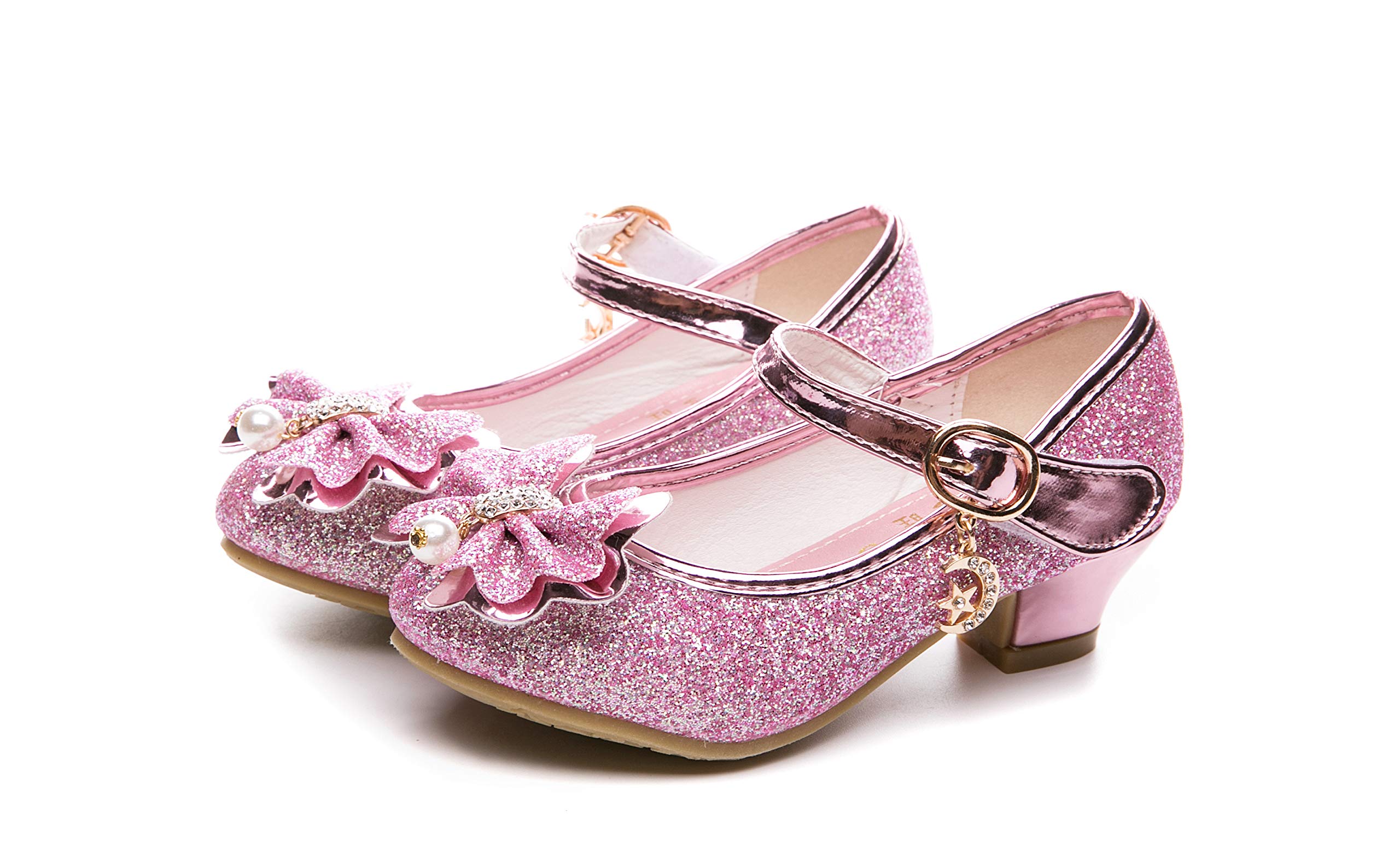 Sparkly Flower Mary Jane Shoes for Girls – Low Heel Bridesmaid & Wedding Party Pumps – Princess Dress Shoes for Kids | Perfect for Weddings, Birthday Parties & Special Occasions