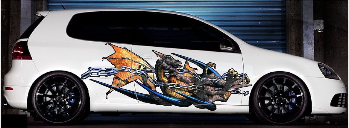 Chained Dragon Large Side Decals for Semi Trucks & Trailers - Durable Vinyl Stickers for Truck Customization & Road Warrior Aesthetics