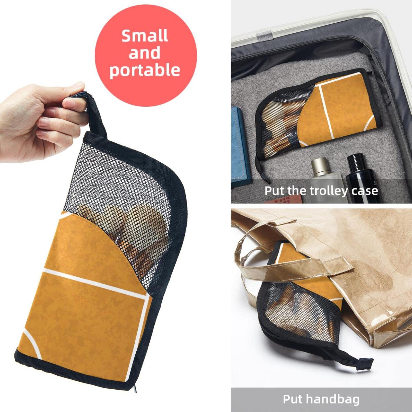 12-Piece Makeup Brush Organizer Bag - Portable Brown Basketball Design Brush Holder Case for Travel & Home Storage