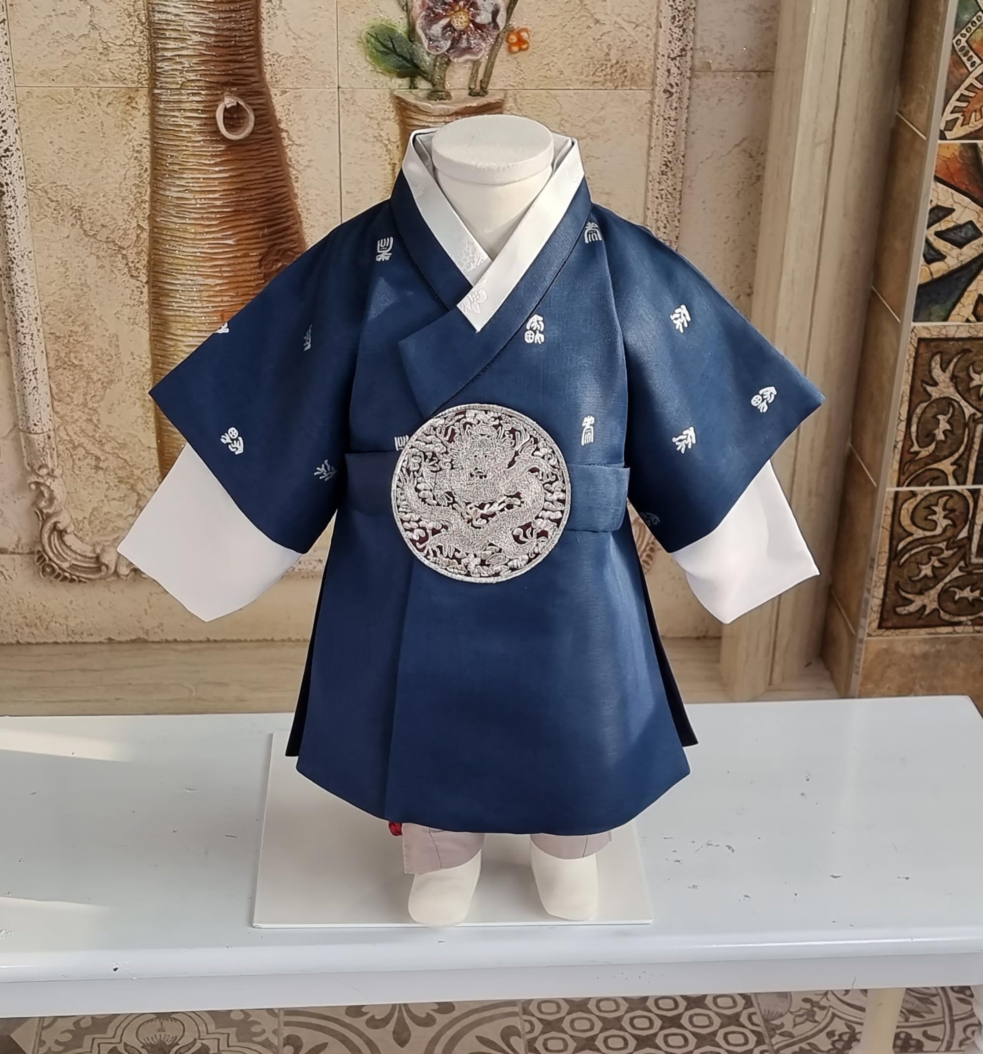 Korean Traditional Baby Boy Hanbok Set - Blue Dol First Birthday Outfit for Ages 1-8 (HJB01) | Perfect for 1st Birthday Celebrations, Korean Cultural Events & Photo Shoots