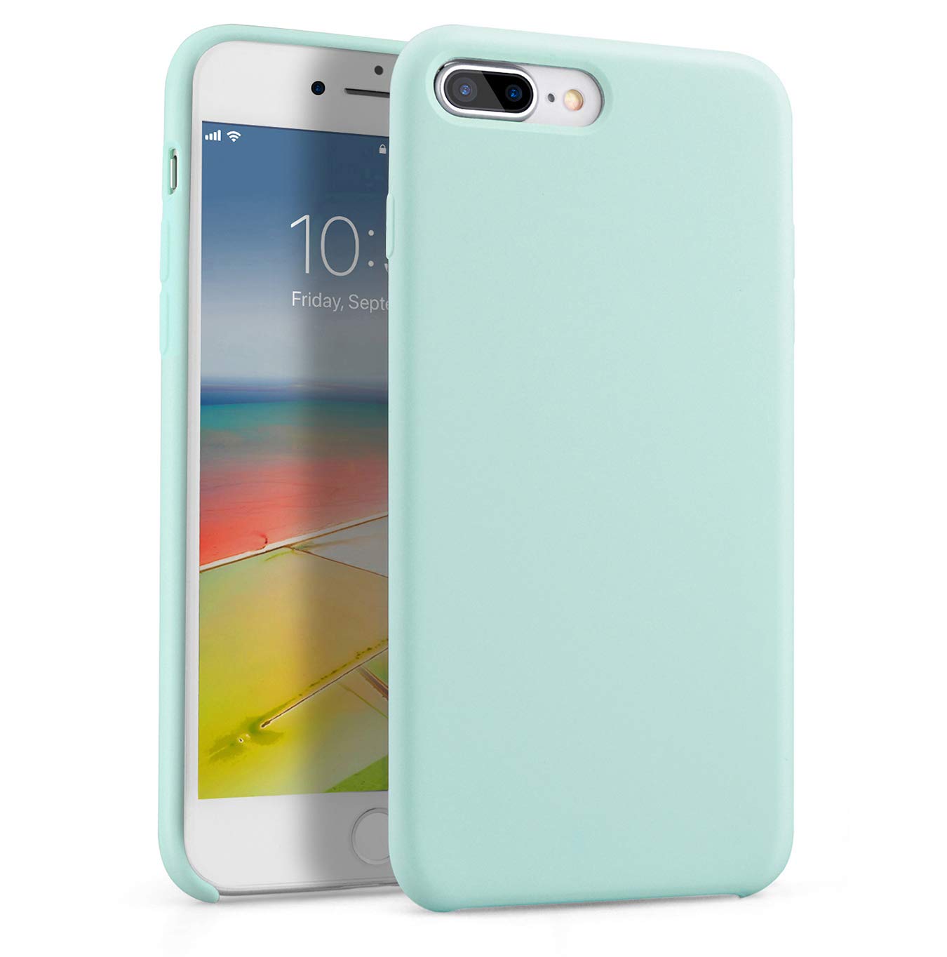 Premium Liquid Silicone Shockproof Case for iPhone 8 Plus & iPhone 7 Plus (5.5 Inch) - Mint Green | Military-Grade Drop Protection | Slim Fit Soft Cover for Everyday Use, Work & Outdoor Activities