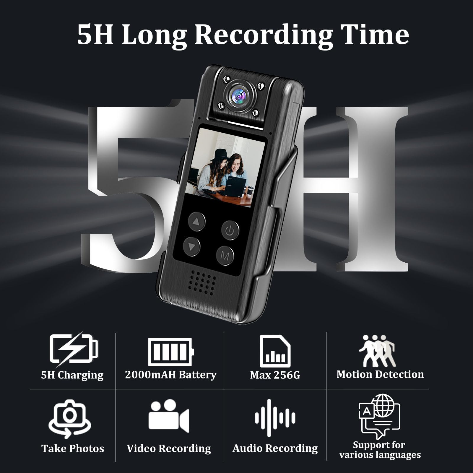 MENDUNER 4K Ultra HD Body Camera with Audio & Video Recording, 140° Wide Angle, 1200mAh Battery, Night Vision, Mini Clip-On Wearable Camera for Security, Law Enforcement & Outdoor Activities