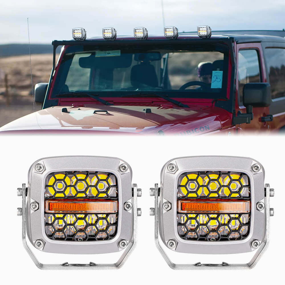 60W LED Work Light Bar - 3.5 Inch Off-Road Fog Lights with Mounting Bracket for SUV, Jeep, Boat | Waterproof Driving Lights for Night Off-Roading, Camping, Hunting & Emergency Use