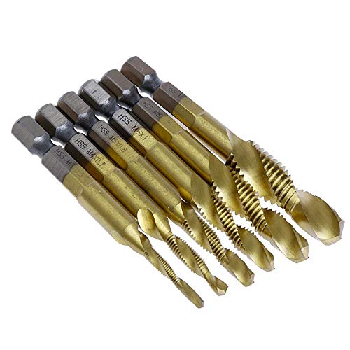 6-Piece HSS4241 Titanium Coated Drill Bit Set - M3 to M10 Hex Shank Spiral Tap Bits for Metal, Wood & Plastic - Perfect for DIY Projects, Home Repairs & Professional Use