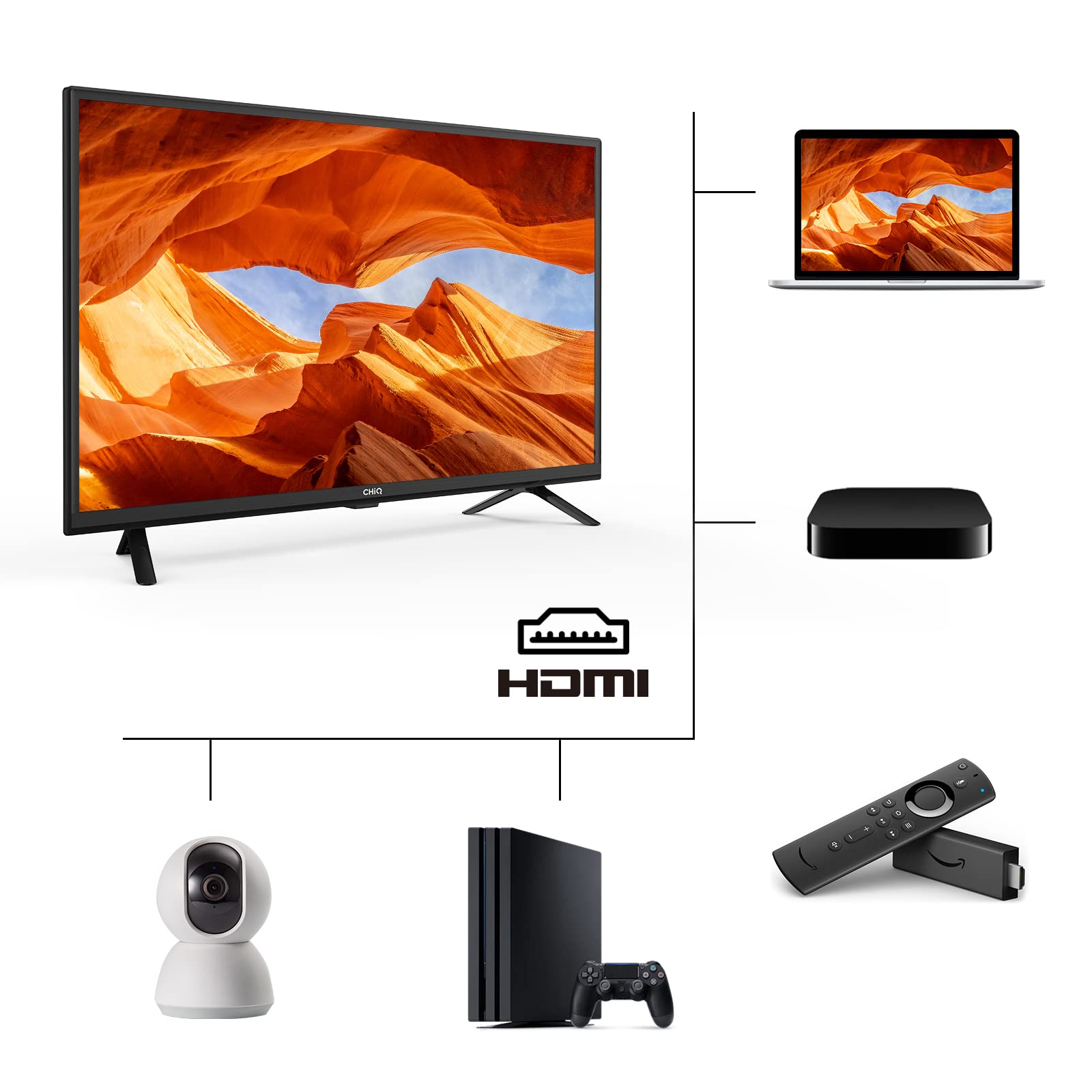 CHIQ L40G5W 40-inch Full HD LED TV with Dolby Audio - 1080p Resolution, Triple Tuner (DVB-T/T2/C/S/S2), Multiple Ports (HDMI/USB/Headphone/CI/RF) - Perfect for Living Room, Bedroom or Home Entertainment Setup