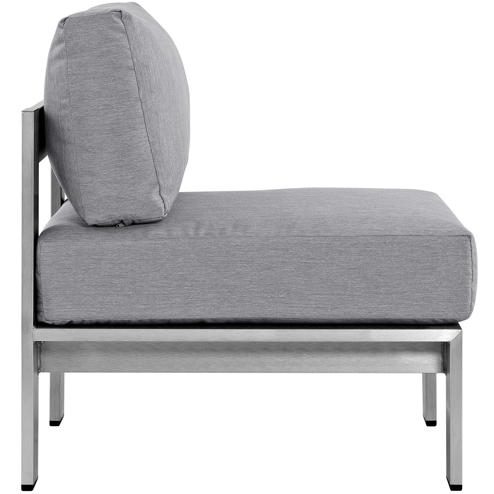 Modway Shore Aluminum Outdoor Patio Armless Chair - Silver Gray - Lightweight & Weather-Resistant for Poolside, Garden, and Backyard Relaxation