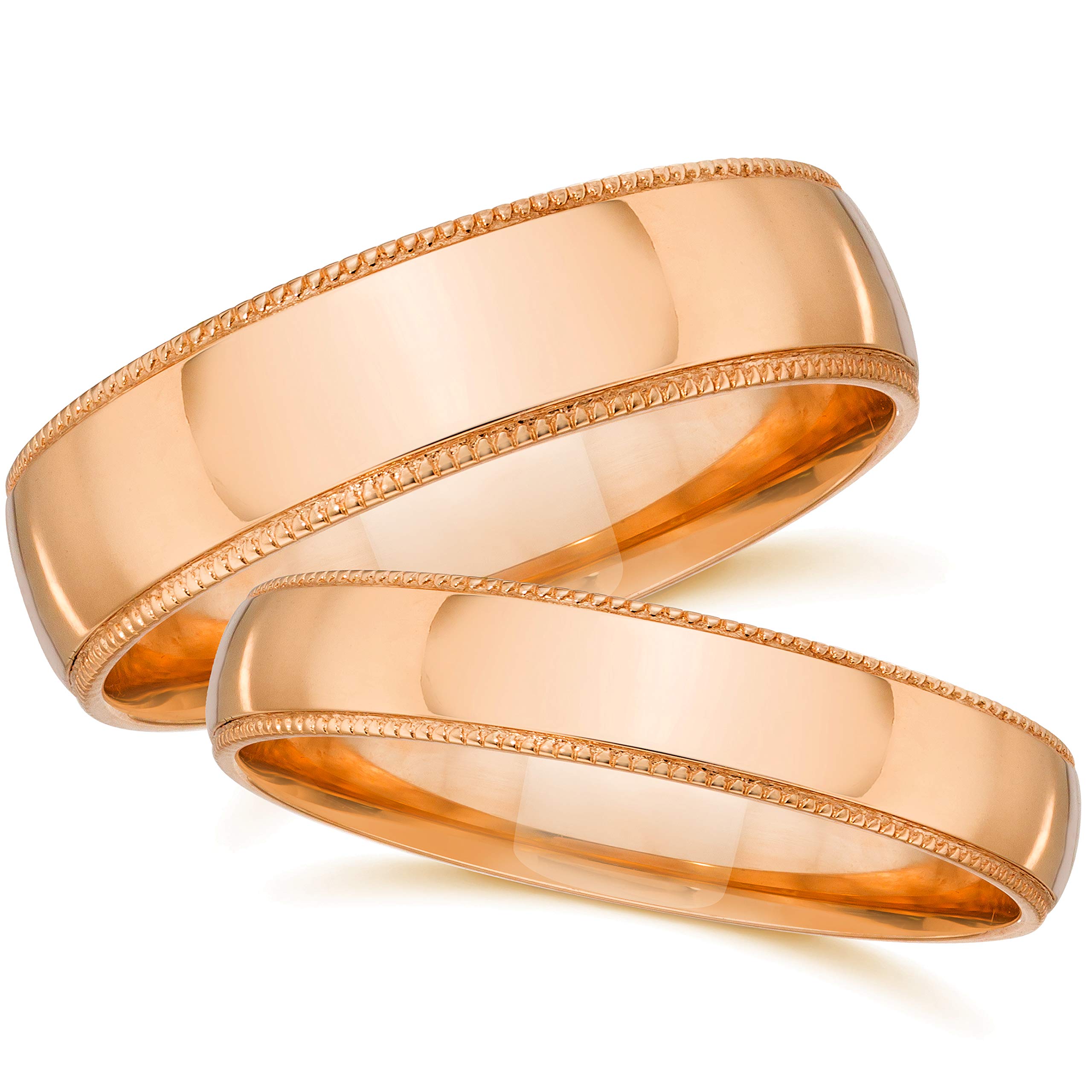 His & Hers Matching Wedding Bands - 14K Rose Gold Rings for Couples - Perfect for Anniversaries, Engagements & Romantic Occasions