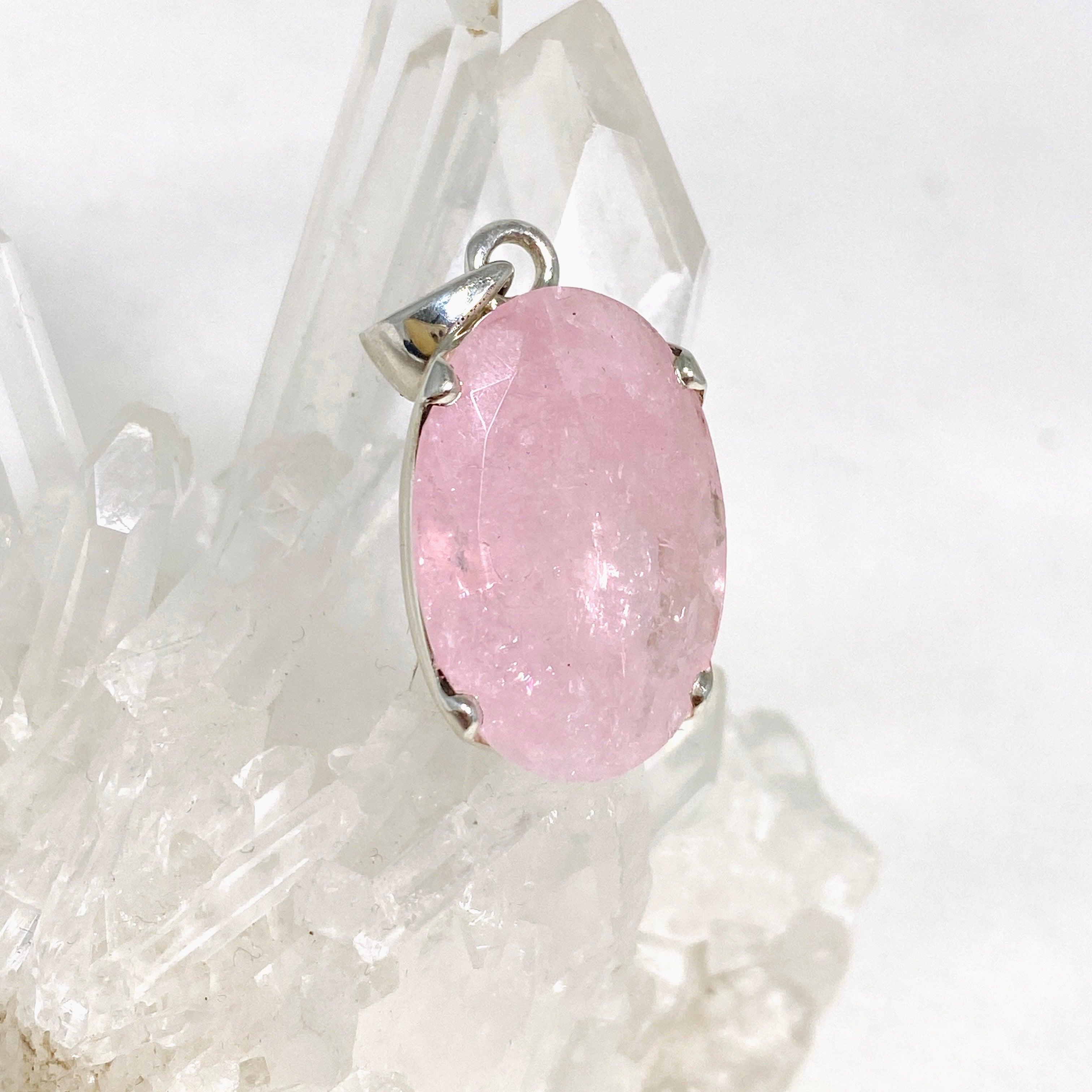 Morganite Faceted Oval Pendant Necklace PPGJ685 - Elegant Jewelry Gift for Women, Perfect for Weddings, Anniversaries & Special Occasions