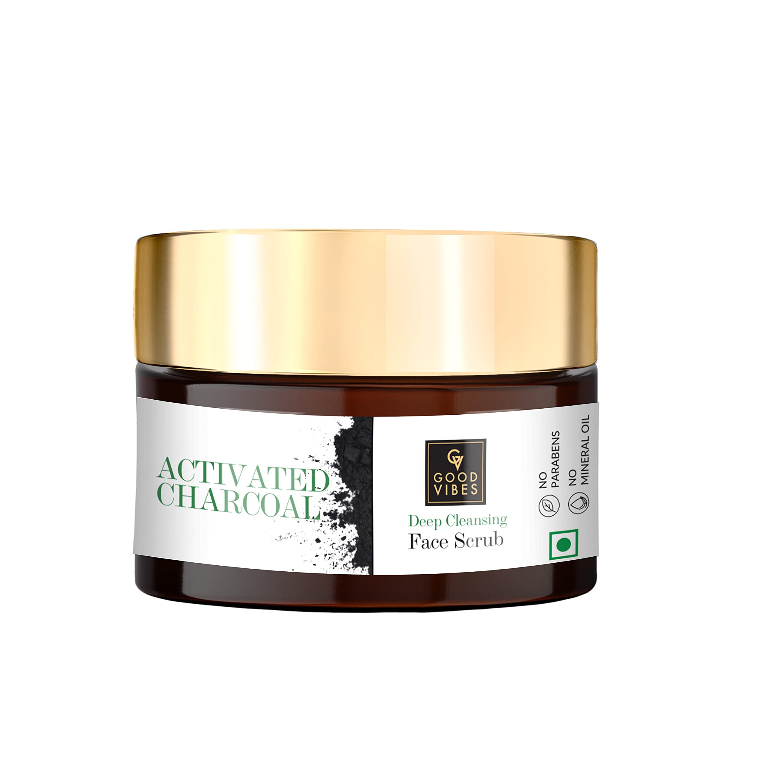 Good Vibes Activated Charcoal Deep Cleansing Face Mask - 50g Blackhead Remover & Pore Minimizer for All Skin Types | Anti-Acne Treatment, Oil Control, Paraben & Mineral Oil Free | Perfect for Daily Skincare & Spa Nights