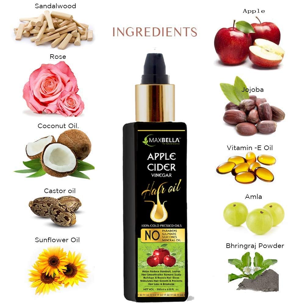 Organic Apple Cider Vinegar Hair Care Set - 300ml Shampoo, 300ml Conditioner & 200ml Hair Oil - Paraben & Mineral Oil Free for Men & Women - Deep Cleansing & Nourishing for Healthy Hair Growth - Perfect for Daily Hair Care Routine & Scalp Treatment