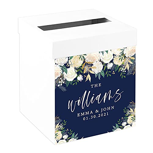 Navy Blue with Cream Florals