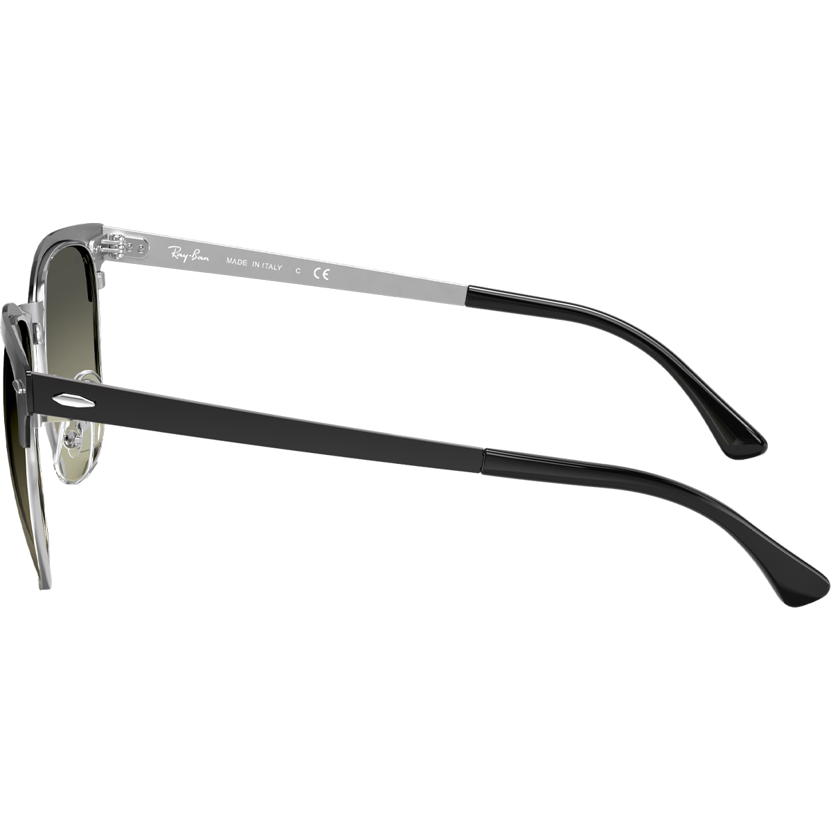 Ray-Ban Clubmaster Metal Sunglasses - Polished Black Frame with Silver/Grey Gradient Lenses - Classic Retro Style for Men & Women - Perfect for Driving, Outdoor Activities & Fashion Accessories