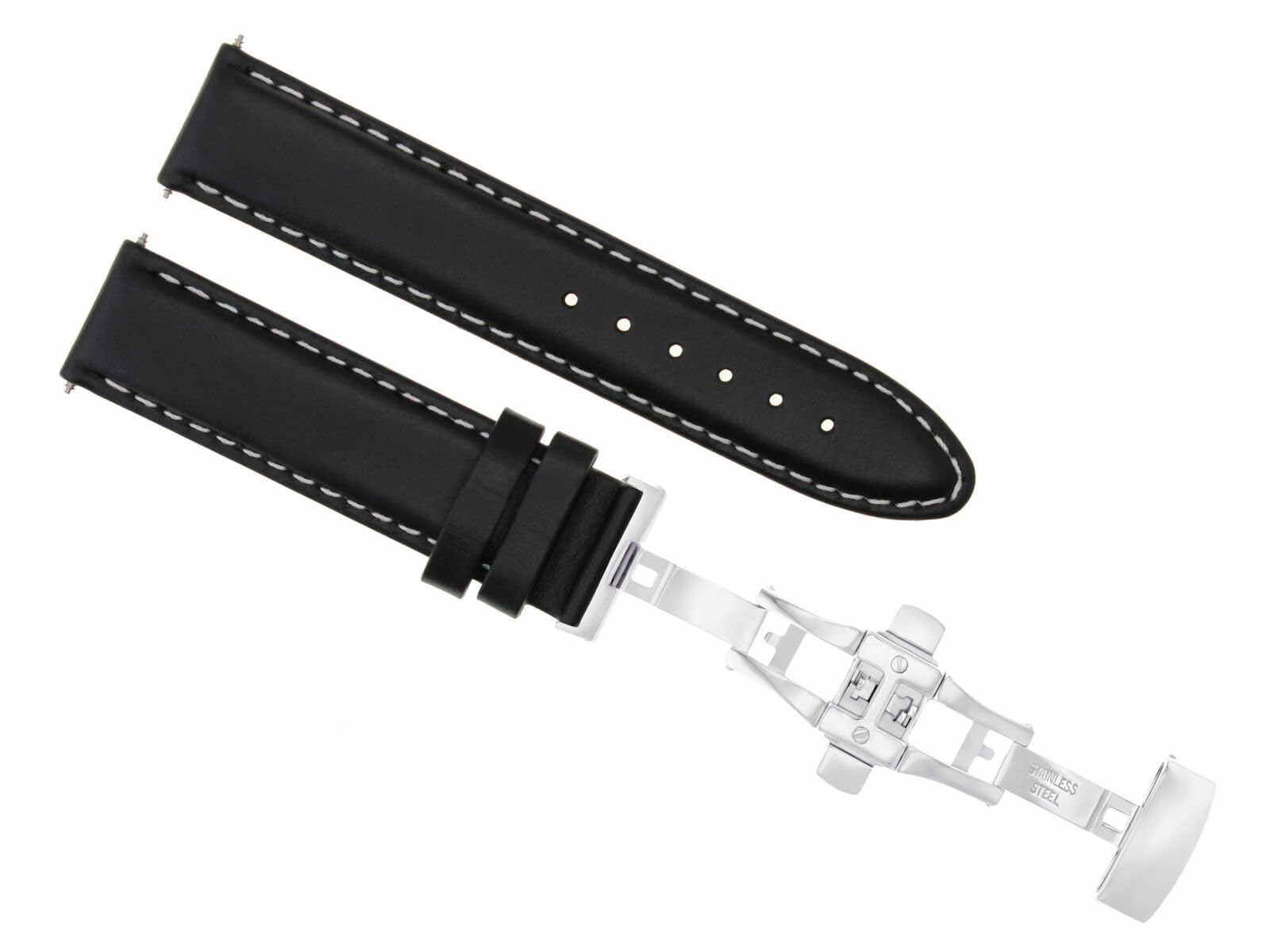 20mm Smooth Leather Watch Band Strap for Baume & Mercier Capeland & Classima Chrono - Premium Black Replacement Watch Strap for Men & Women - Perfect for Business, Casual & Formal Occasions