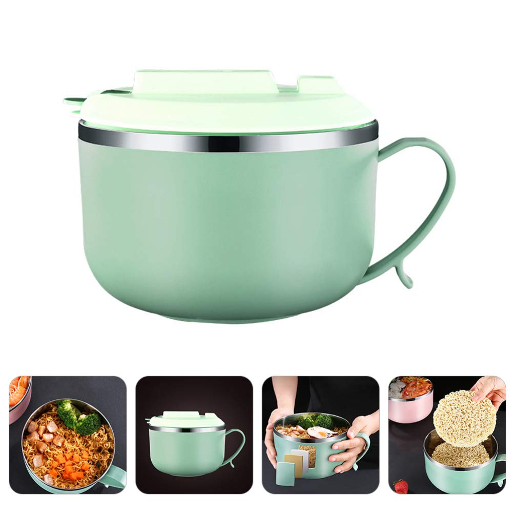 **Hemoton Stainless Steel Food Storage Container with Lid - Microwave Safe Instant Noodle Bowl, Rice Bowl & Mixing Bowl for Camping, Kitchen & Outdoor Use**