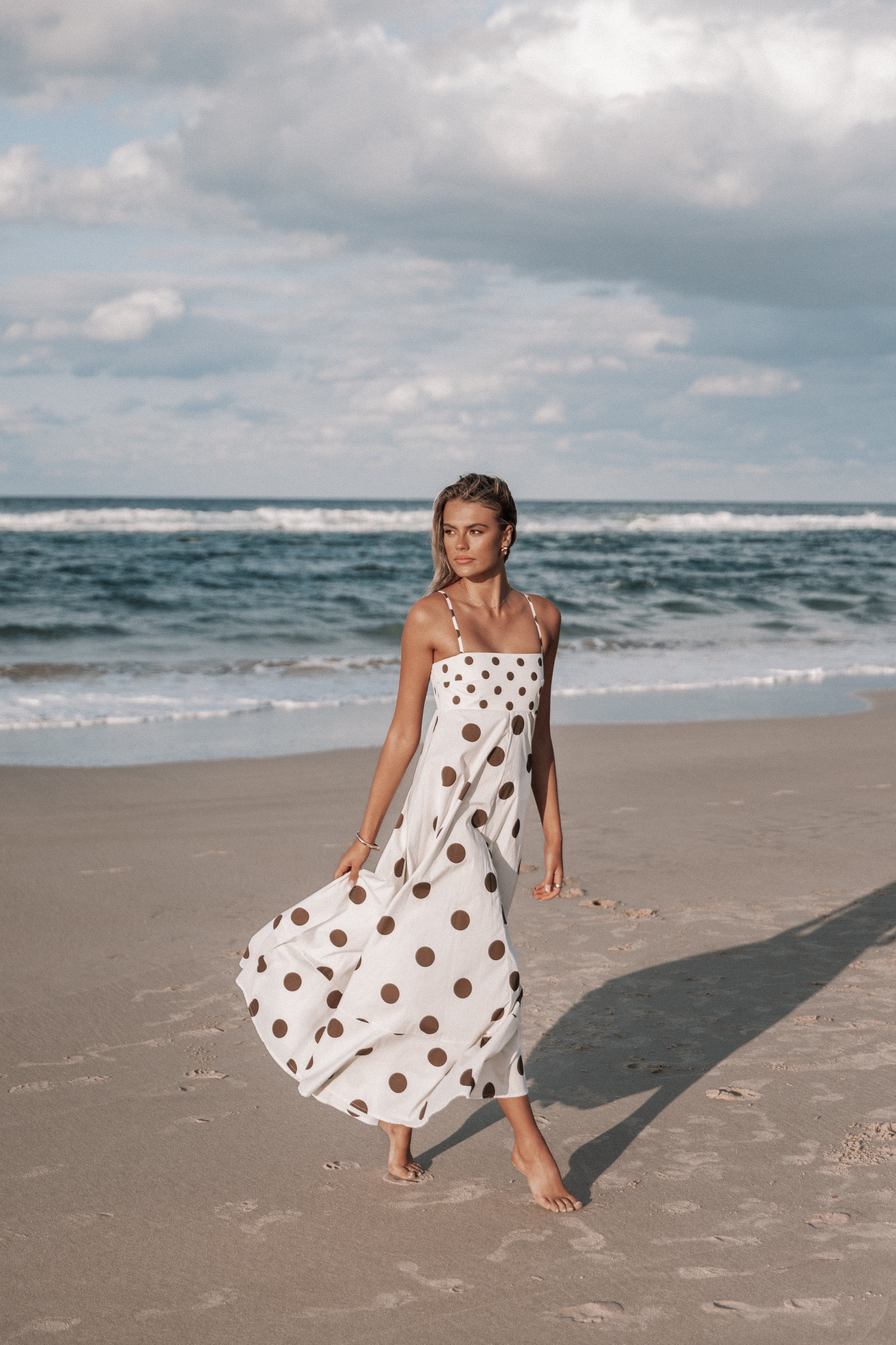 Deenie Maxi Dress - Chocolate Brown Spot Floral Print, Women's Long Flowy Summer Dress for Beach, Vacation & Casual Wear