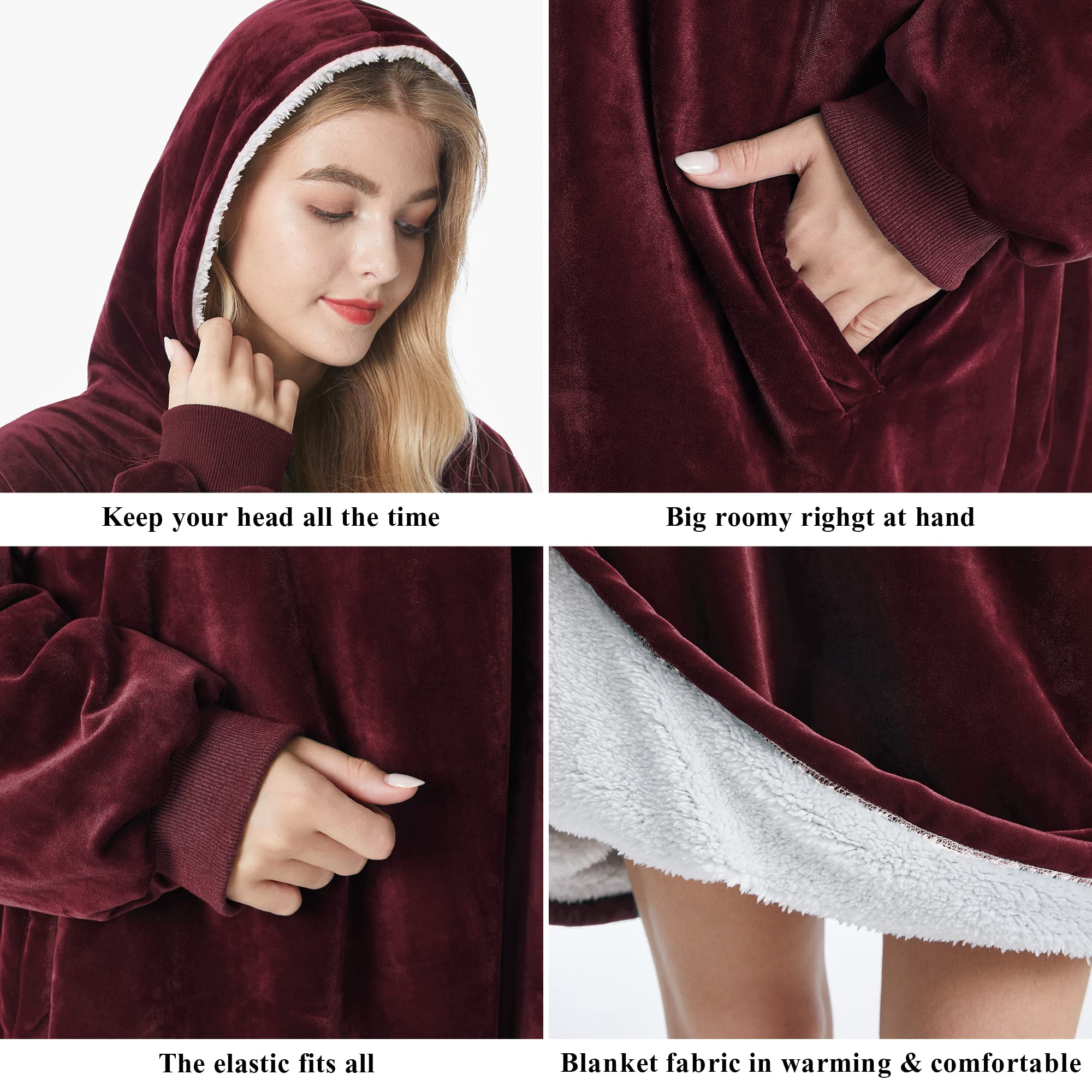 Felicigeely Oversized Wearable Blanket Hoodie - Warm Cozy Fleece Sweatshirt with Pockets for Women & Men | Perfect Gift for Her, Mom & Girls | Great for Lounging, Netflix Nights & Cold Weather