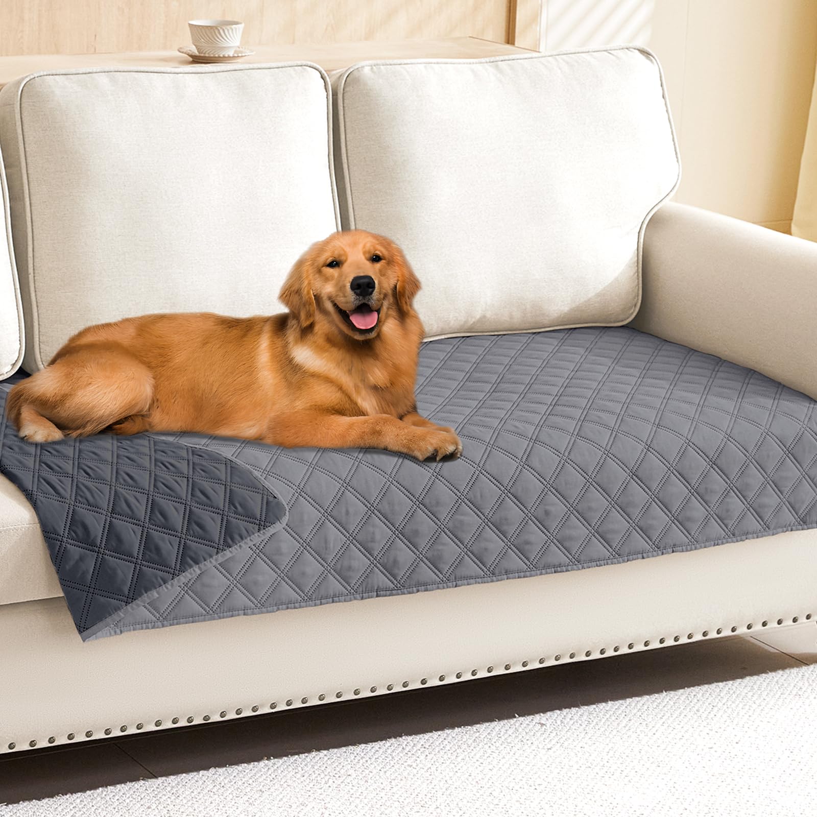 Smiry Waterproof Reversible Dog Blanket - Soft Washable Pet Bed Cover for Couch, Sofa & Furniture Protector - Ideal for Dogs, Cats & Kids (30