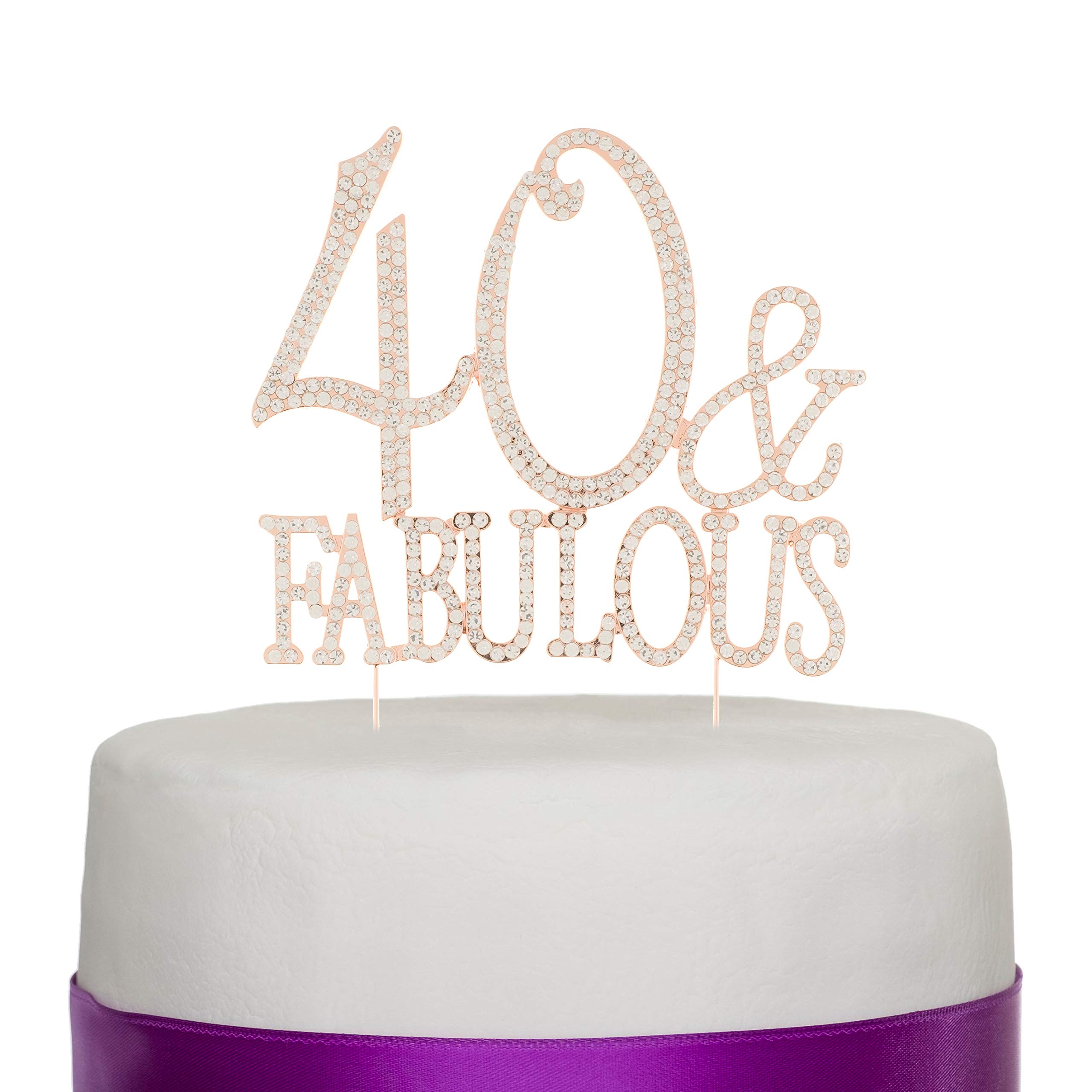 40 & Fabulous Rose Gold Cake Topper - Elegant 40th Birthday Party Decorations for Women, Anniversary Celebration Supplies - Perfect for Milestone Birthdays, Retirement Parties & Special Occasions