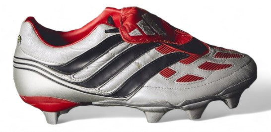 adidas Predator Accelerator SG Soccer Cleats - Silver/Red Football Boots for Firm Ground - Perfect for Professional Matches & Training Sessions