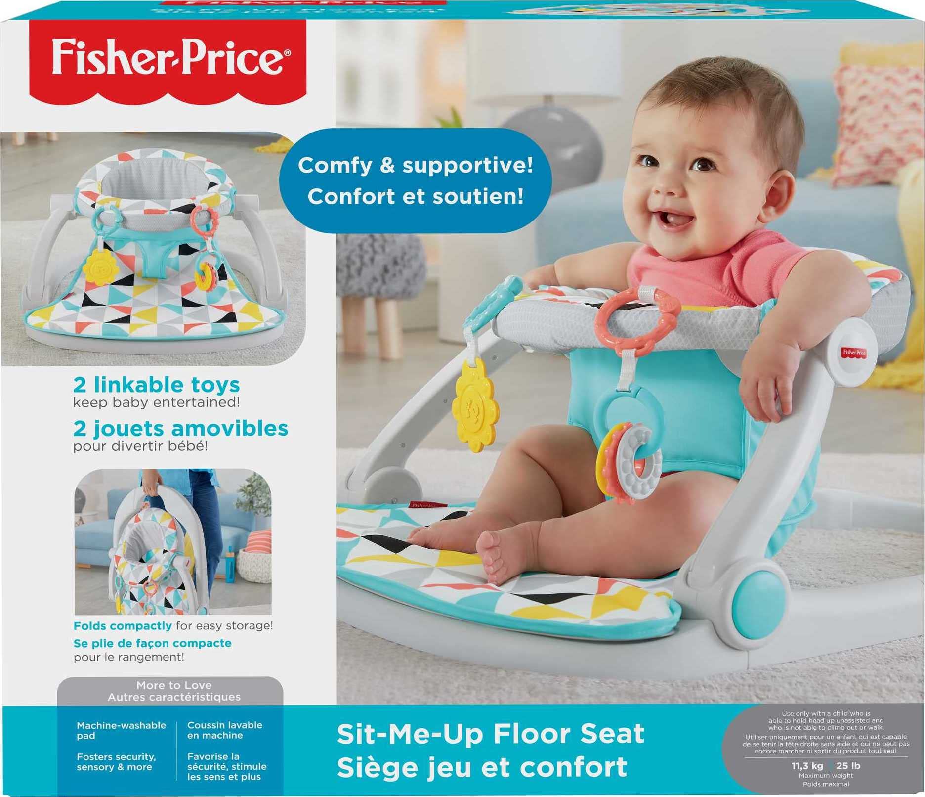 Fisher-Price Sit-Me-Up Floor Seat with Developmental Toys - Portable Baby Chair with Machine Washable Seat Pad for Infants & Toddlers - Perfect for Playtime, Feeding, and Indoor Activities