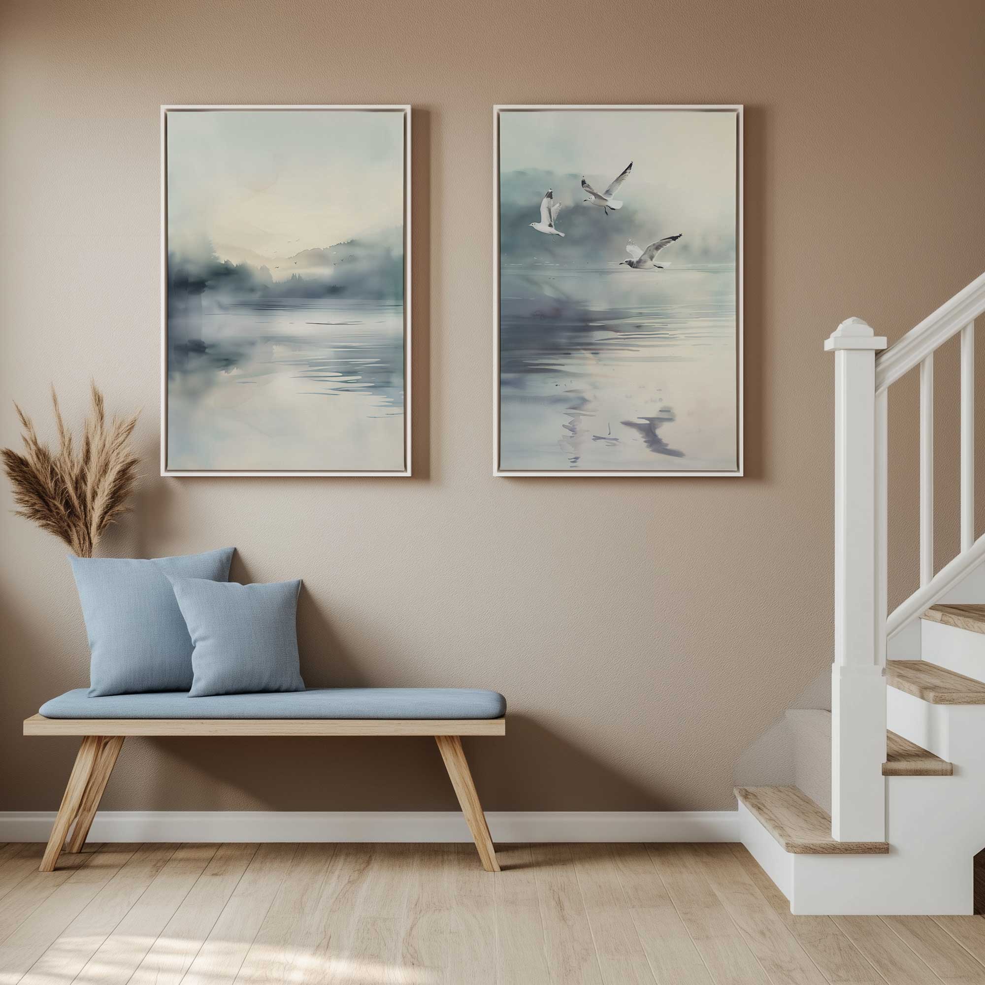 Set of 2 Rustic Copper Canvas Wall Art Prints - Elegant Home Decor for Living Room, Bedroom & Office