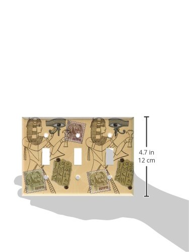 Egyptian Art Triple Toggle Switch Plate Cover - Handcrafted Wall Plate for Home Decor - Perfect for Living Room, Bedroom & Office Decorations