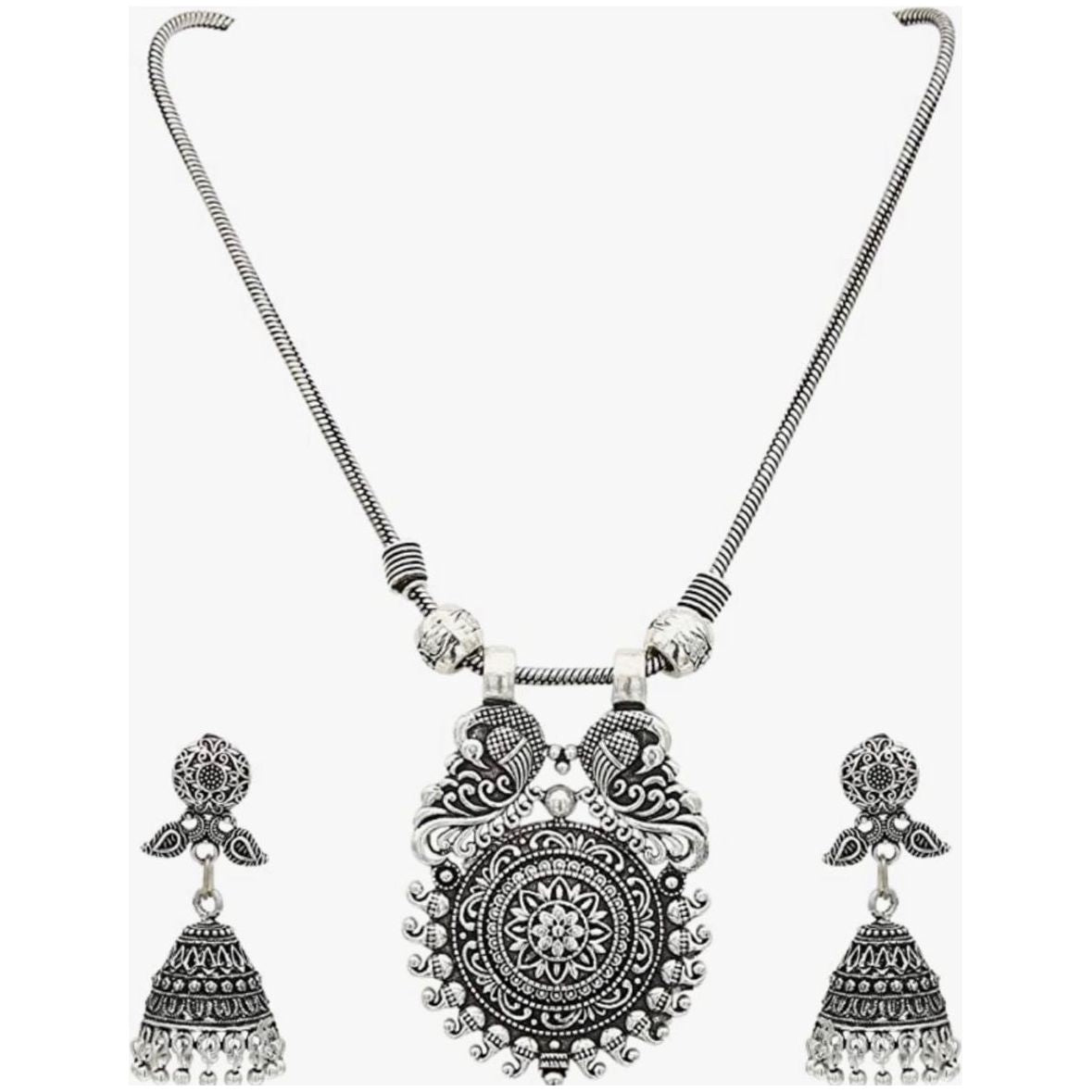 Elegant Oxidized Jewelry Set for Women - Vintage Style Necklace, Earrings & Bracelet - Perfect for Parties, Weddings & Everyday Wear