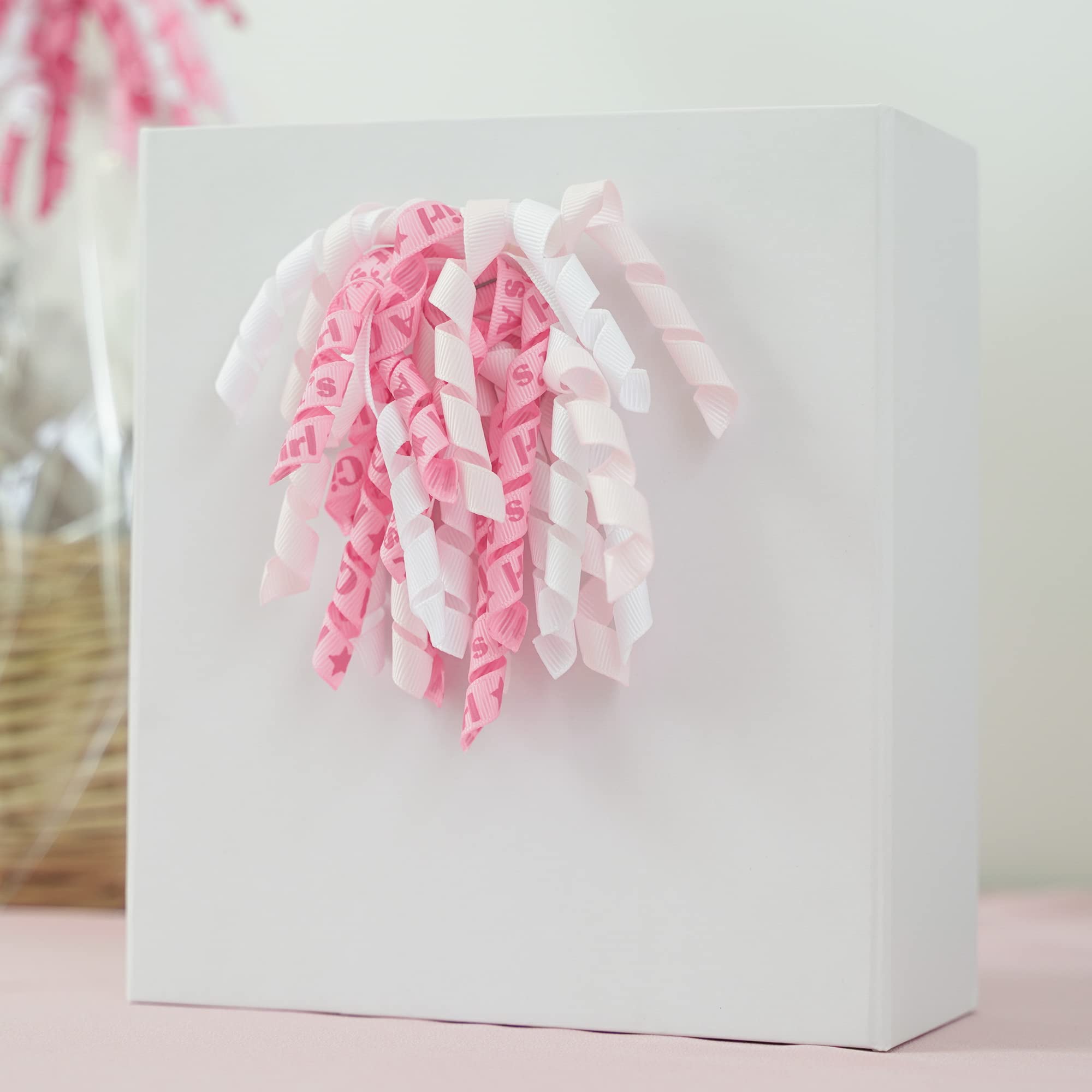 HUIHUANG 6-Pack Self-Adhesive Baby Pink Curly Ribbon Bows for Gift Wrapping - 6 Inch Decorative Bows for Baby Showers, Party Favors, Gift Bags, DIY Crafts & Present Decorations - Perfect for Girls' Birthday Gifts, Wedding Favors and Special Occasions