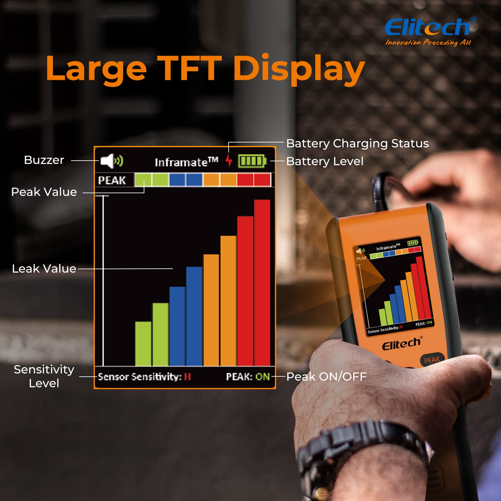Elitech Inframate C Infrared R-744 Refrigerant Leak Detector - High Accuracy CO2 Leakage Tester for HVAC, Automotive & Industrial Use | Carbon Dioxide Gas Detection Tool for Refrigeration Systems