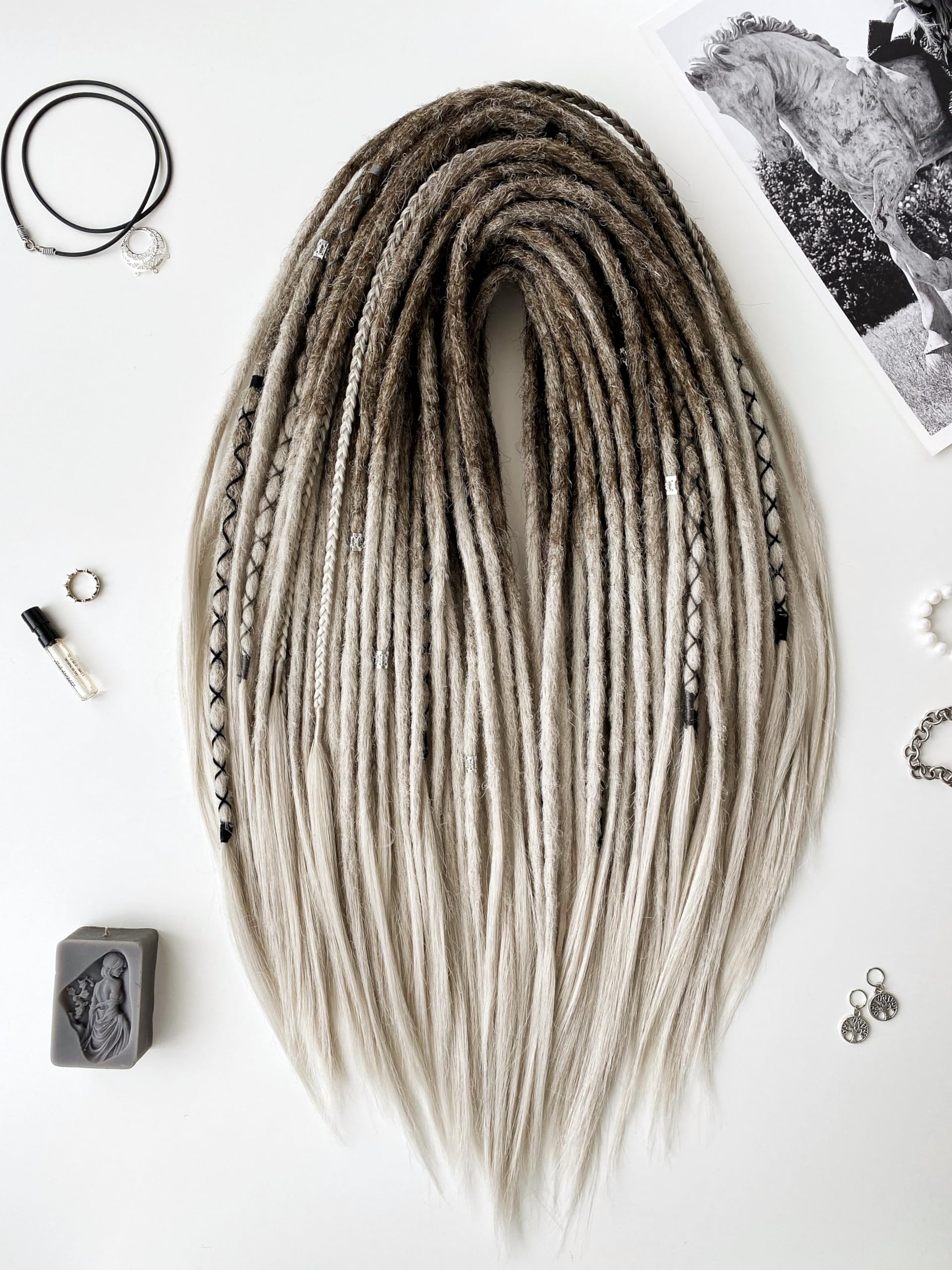 Viking Dreadlocks Extensions - Full Set 50 Double Ended 20 Inch Faux Locs Hair Extensions | Ready to Ship | Perfect for Cosplay, Halloween Costumes & Boho Fashion